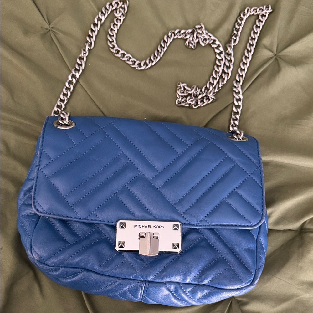Michael Kors Quilted Blue Shoulder Bag